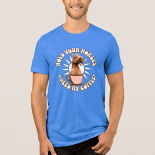 Grappige paard koffie liefhebber humor Tri-Blend shirt