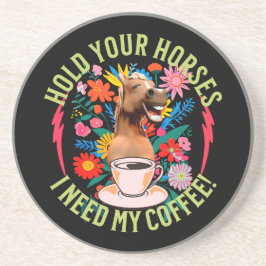 Grappige paard koffie liefhebber humor zandsteen onderzetter