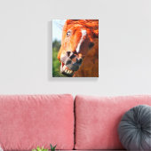 Grappige paard lachfoto canvas afdruk (Insitu (Woonkamer))