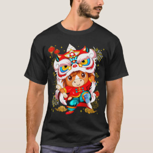Grappige paard leeuwendans Chinees nieuwjaar kind T-shirt