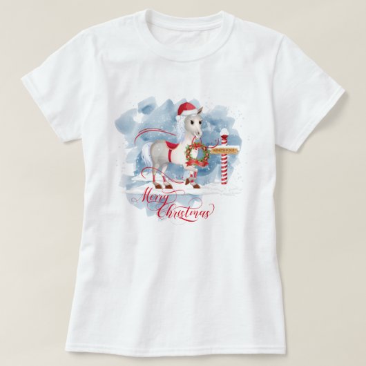 Grappige Paard Liefhebbers Kerstmis Noordpool T-shirt (Design voorkant)
