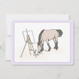 Grappige Paard Minnende Feest Whimsical Schilderij Bedankkaart