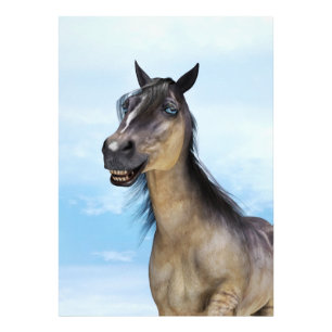 Grappige Paarden Glimlach Portret Kunst Foto Afdruk