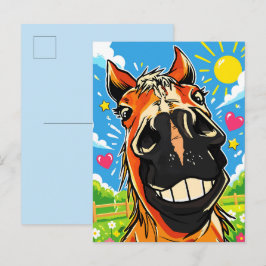 Grappige Paarden Lach Cartoon Striptekeningen Kuns Briefkaart
