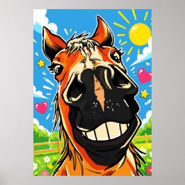 Grappige Paarden Lach Cartoon Striptekeningen Kuns Poster