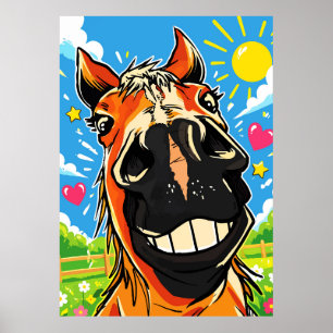 Grappige Paarden Lach Cartoon Striptekeningen Kuns Poster