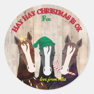Grappige paarden rustieke westerne kerst tot vanaf ronde sticker