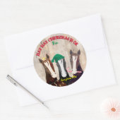 Grappige paarden rustieke westerne kerst tot vanaf ronde sticker (Envelop)
