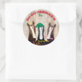 Grappige paarden rustieke westerne kerst tot vanaf ronde sticker (Tas)