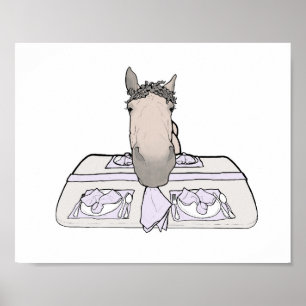 Grappige paardenkeuken kunst Paardrijden keuken Poster