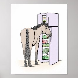 Grappige paardenkeuken muurdecoratie | Cadeau voor Poster