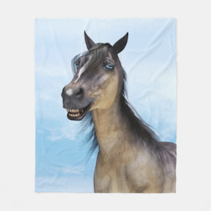 Grappige paardenlach portretkunst fleece deken
