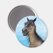Grappige paardenlach portretkunst magneet (Voorkant / Achterkant)