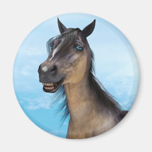 Grappige paardenlach portretkunst magneet
