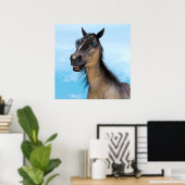 Grappige paardenlach portretkunst poster (Thuiskantoor)