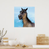 Grappige paardenlach portretkunst poster (Keuken)