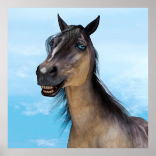 Grappige paardenlach portretkunst poster