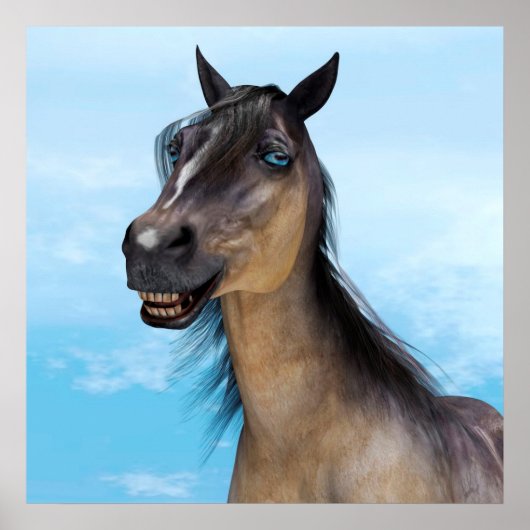Grappige paardenlach portretkunst poster (Voorkant)