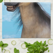 Grappige paardenlach portretkunst theedoek (Gevouwen)