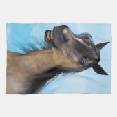 Grappige paardenlach portretkunst theedoek (Horizontaal)
