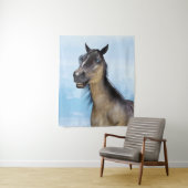 Grappige paardenlach portretkunst wandkleed (In situ)