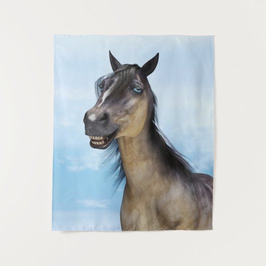 Grappige paardenlach portretkunst wandkleed (Voorkant)