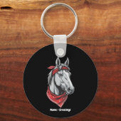 Grappige Paardenliefhebbers Rode Bandana Meisjes V Sleutelhanger (Voorkant)