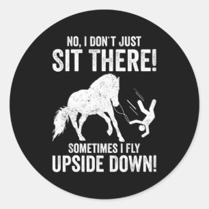 Grappige paardensport paard voltigeert vlieg idee ronde sticker