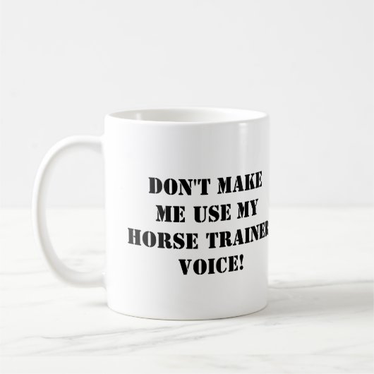 Grappige paardensporttrainer pas naam aan koffiemok (Links)