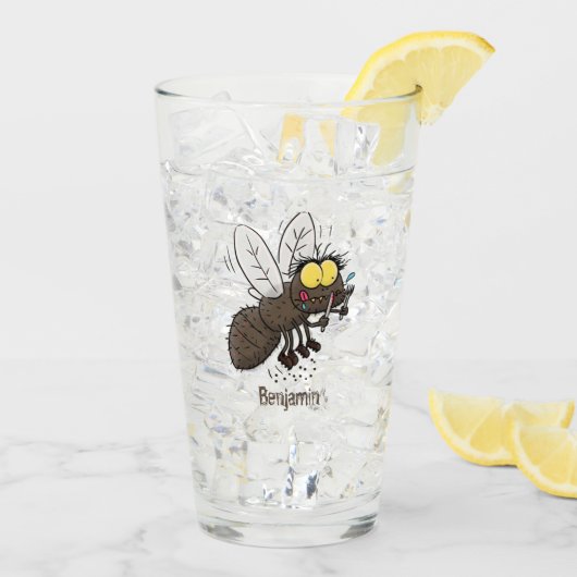 Grappige paardenvlieg insect cartoon glas (Achterkant ijs)