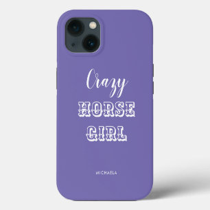 Grappige paardrijden paarse gekke paard meisjesnaa iPhone 13 hoesje