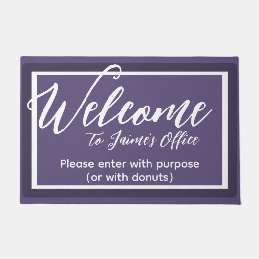 Grappige Paarse Aangepaste Naam Kantoor Werkplaats Deurmat (Voorkant)