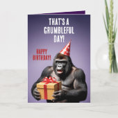 Grappige Paarse en witte gorilla verjaardag Kaart (Voorkant)