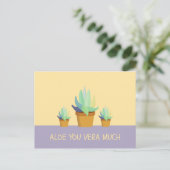Grappige Paarse Gele Aloe Vera Succulent Briefkaart (Staand voorkant)