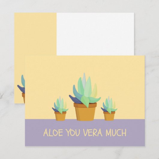 Grappige Paarse Gele Aloe Vera Succulent Briefkaart (Voorkant / Achterkant)