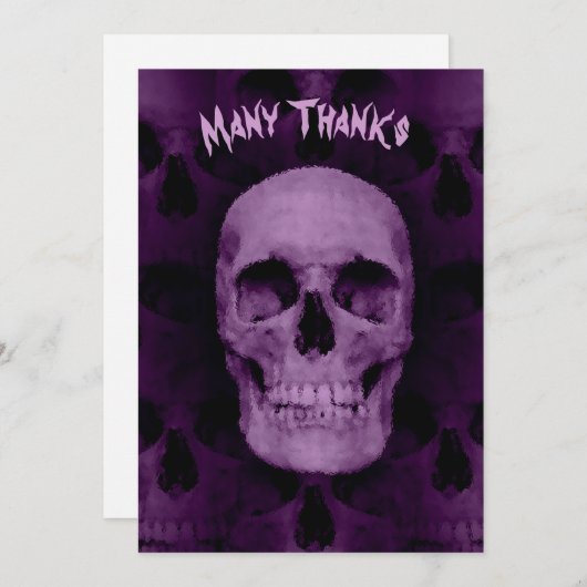 Grappige paarse Halloween schedel veel bedankt Feestdagenkaart (Voorkant / Achterkant)