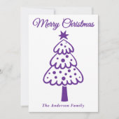 Grappige Paarse hand getrokken kerstboom Feestdagenkaart (Voorkant)