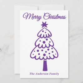 Grappige Paarse hand getrokken kerstboom Feestdagenkaart