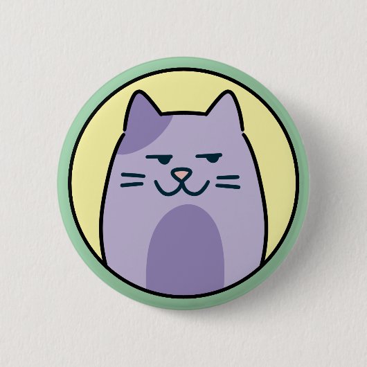 Grappige paarse kat met zijdelingse blik ronde button 5,7 cm (Voorkant)