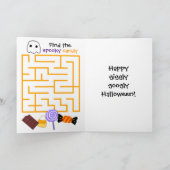 Grappige Paarse Kinder Snoep Maze Halloween Kaart (Binnen)