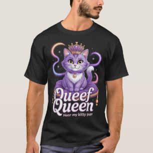 Grappige Paarse Koningin kat Vies Grapje Kitty Spi T-shirt