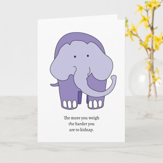 Grappige Paarse Olifant Verjaardag Kaart (Gele Bloem)