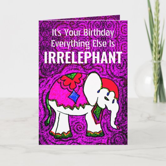 Grappige Paarse Olifant Verjaardagskaart Kaart (Voorkant)