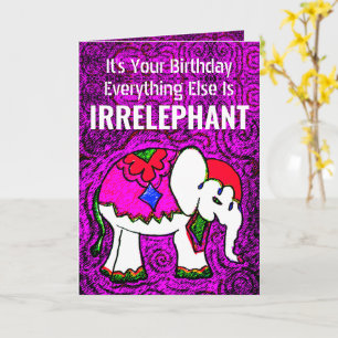 Grappige Paarse Olifant Verjaardagskaart Kaart