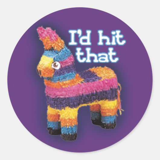 Grappige Paarse Pinata ezel die ik die verjaardag Ronde Sticker (Voorkant)