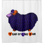 Grappige Paarse Ram Chinees Jaar Zodiac Verjaardag Douchegordijn (Voorkant)