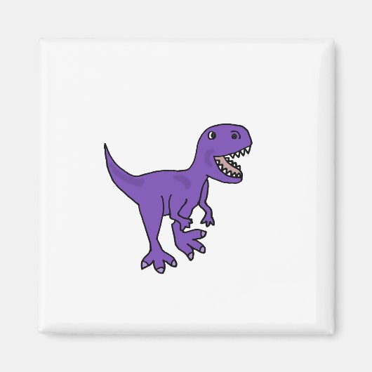 Grappige Paarse T-Rex Dinosaurus Cartoon Magneet (Voorkant)