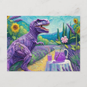 Grappige paarse T-Rex met lavendel limonade fantas Briefkaart