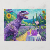 Grappige paarse T-Rex met lavendel limonade fantas Briefkaart (Voorkant)