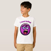 Grappige Paarse vermoeide emoji Kinder T-shirt (Voorkant volledig)